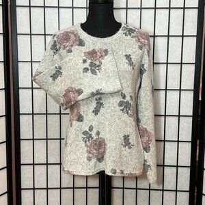Lucky Brand Women's Sweater Pullover Cotton Blend Floral Print Size M